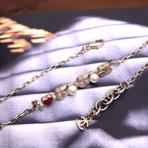 Chanel Metal Resin Pearl I Love Coco Necklace Gold Multicolor - Picture 6 of 8